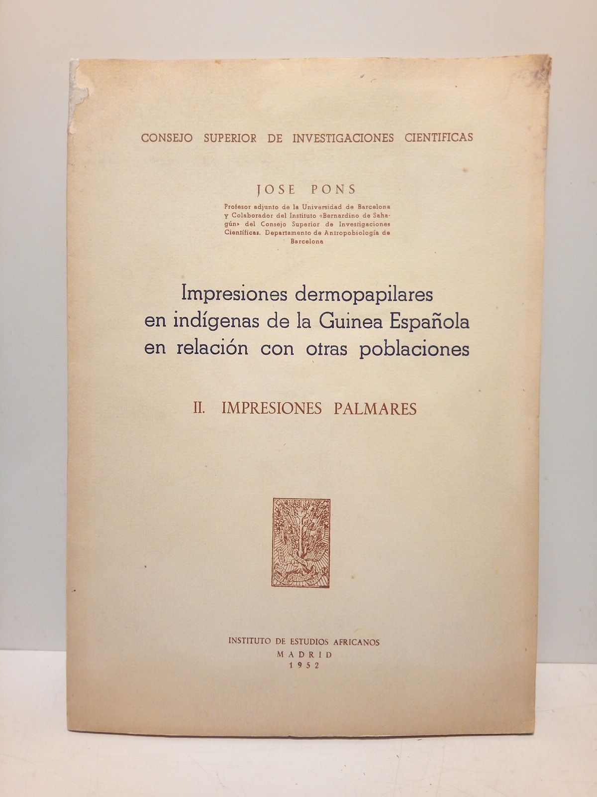 PONS, Jos - Impresiones dermopapilares en indgenas de la Guinea Espaola en relacin con otras poblaciones: II. IMPRESIONES PALMARES