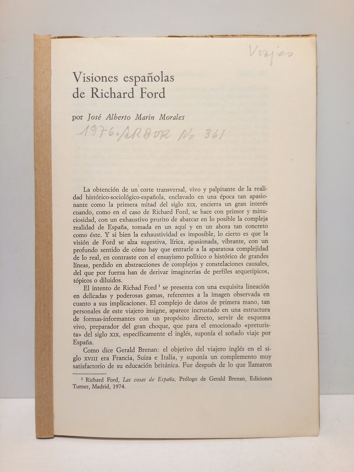 MARIN MORALES, Alberto - Visiones Espaolas de Richard Ford