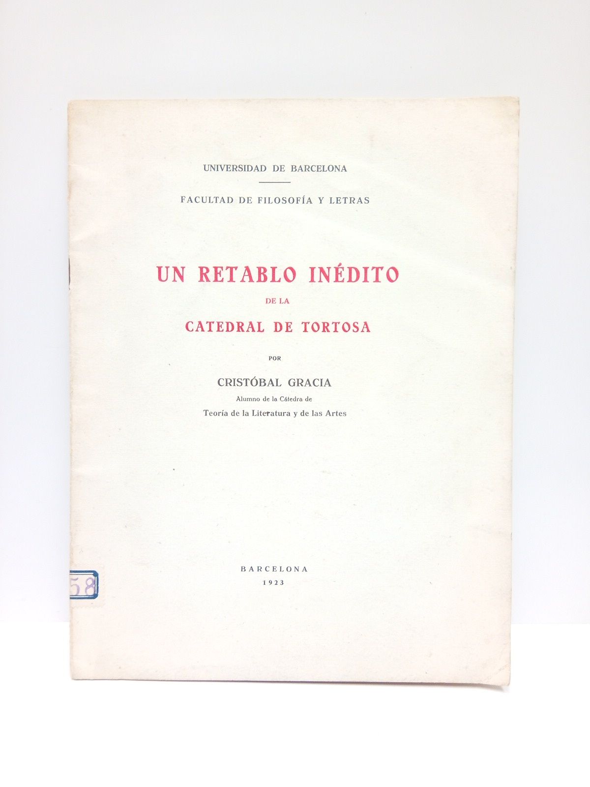 GARCIA, Cristbal - Un retablo indito de la Catedral de Tortosa