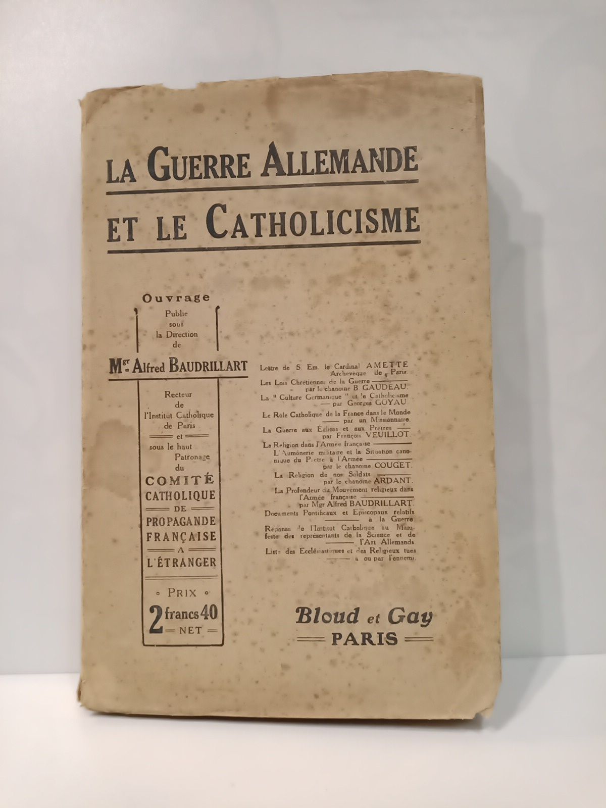 BAUDRILLART, Mgr. Alfred - La Guerre Allemande et le Catholicisme