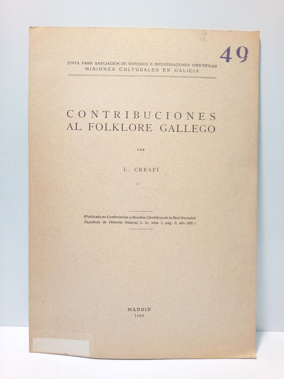 CRESPI, L. - Contribuciones al folklore gallego