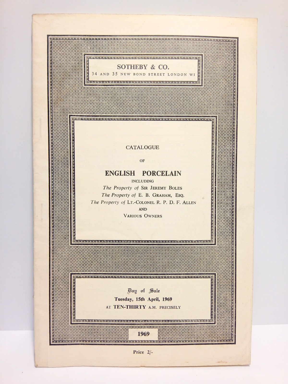 SOTHEBY & CO. - Catalogue of English Porcelain... and Services.... (Auction on Tuesday, 15th April, 1969)