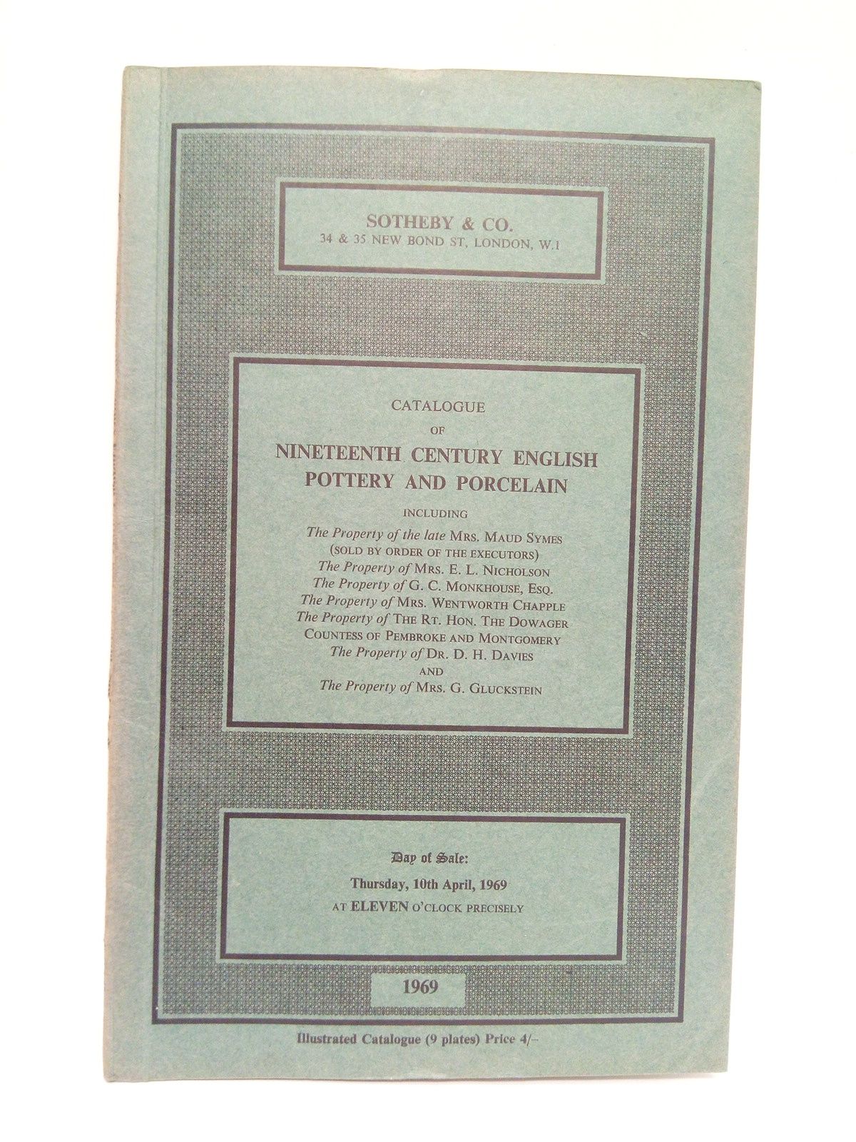 SOTHEBY & CO. - Catalogue of Victorian an later Pottery and Porcelain... and Doulton Pottery... and Martinware.... (Auction on Thusday, 10th April, 1969)