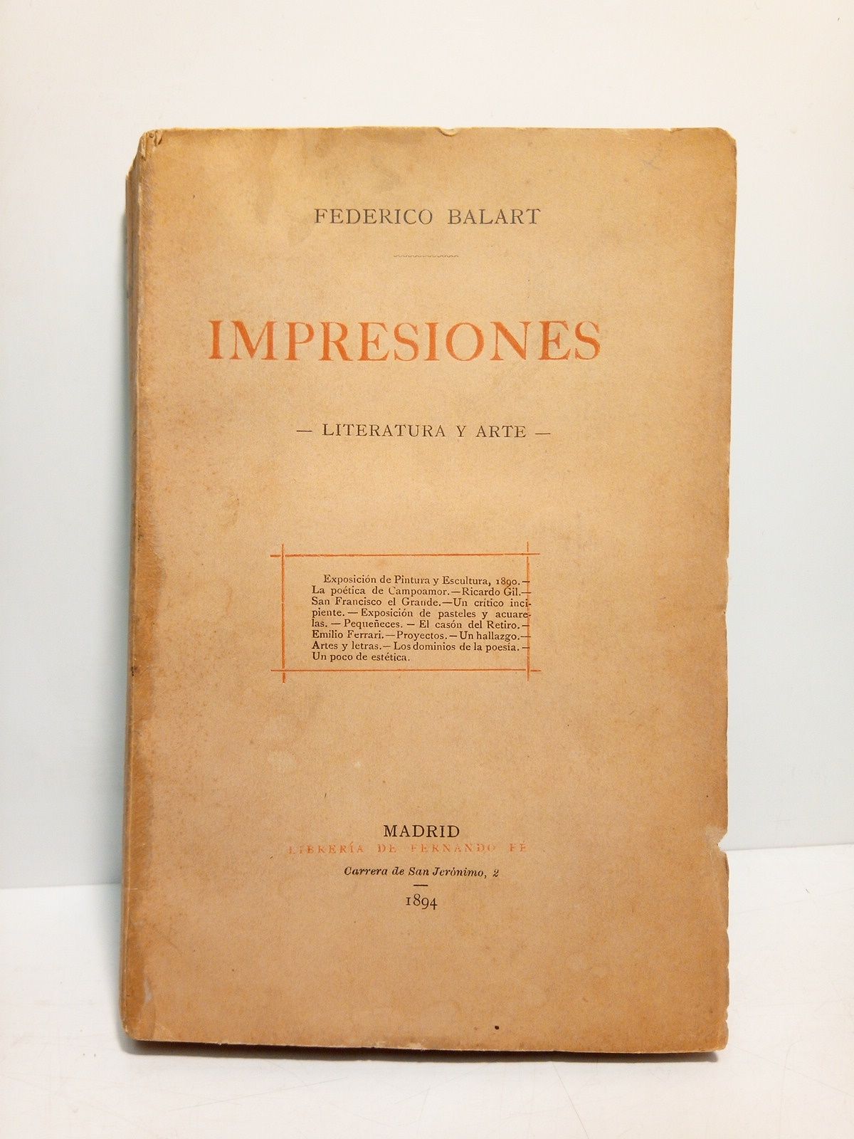 BALART, Federico - Impresiones: Literatura y arte
