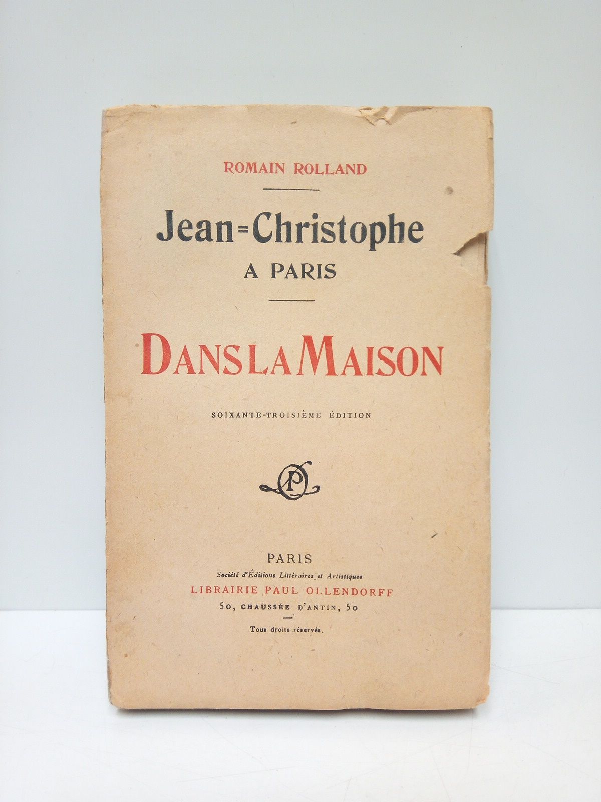 ROLLAND, Romain - Jean-Christophe  Paris. III: DANS LA MAISON