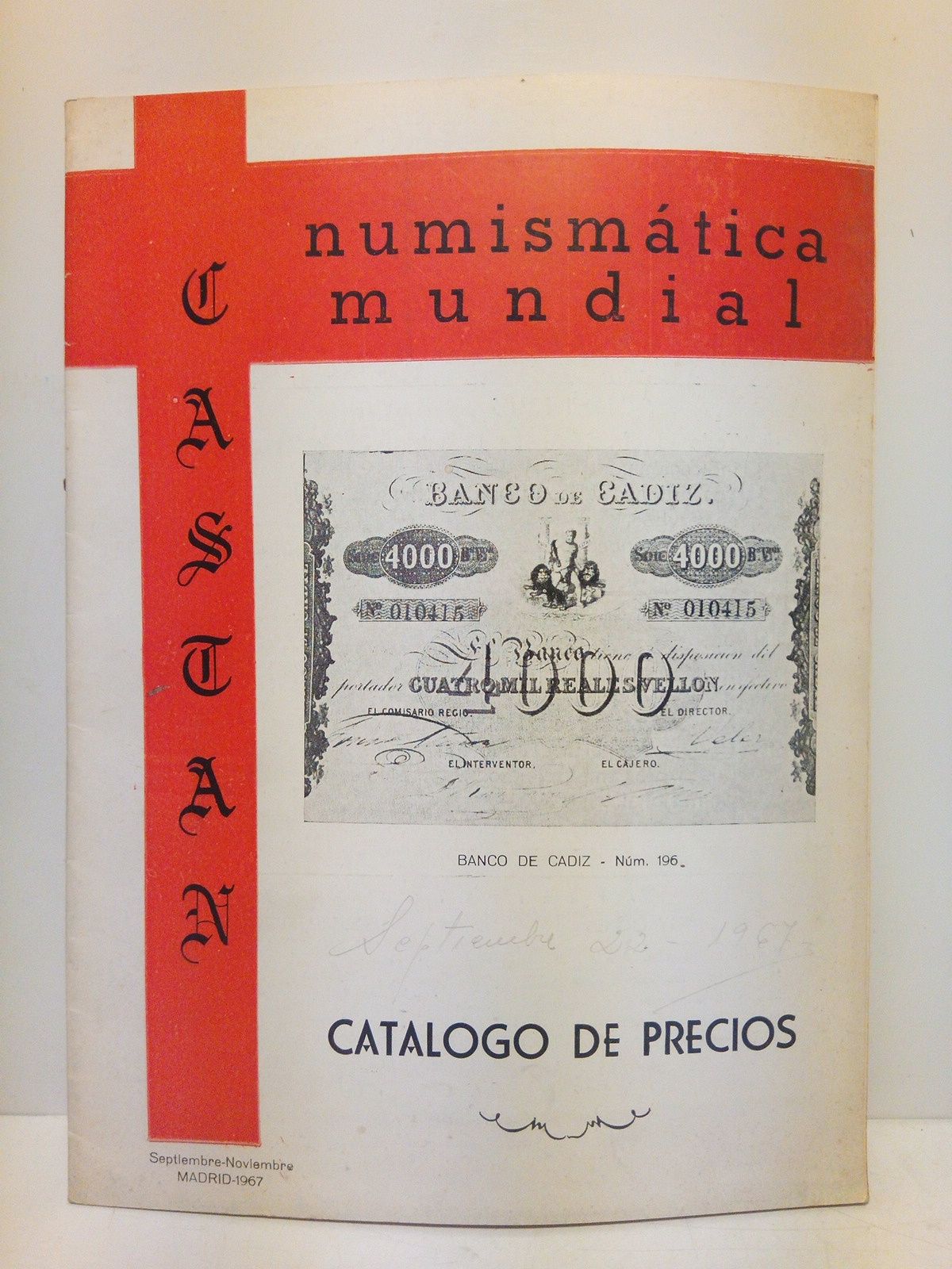 CASTAN, Carlos (Ed.) - Numismtica Mundial. (Catlogo de precios de septiembre-noviembre de 1967)