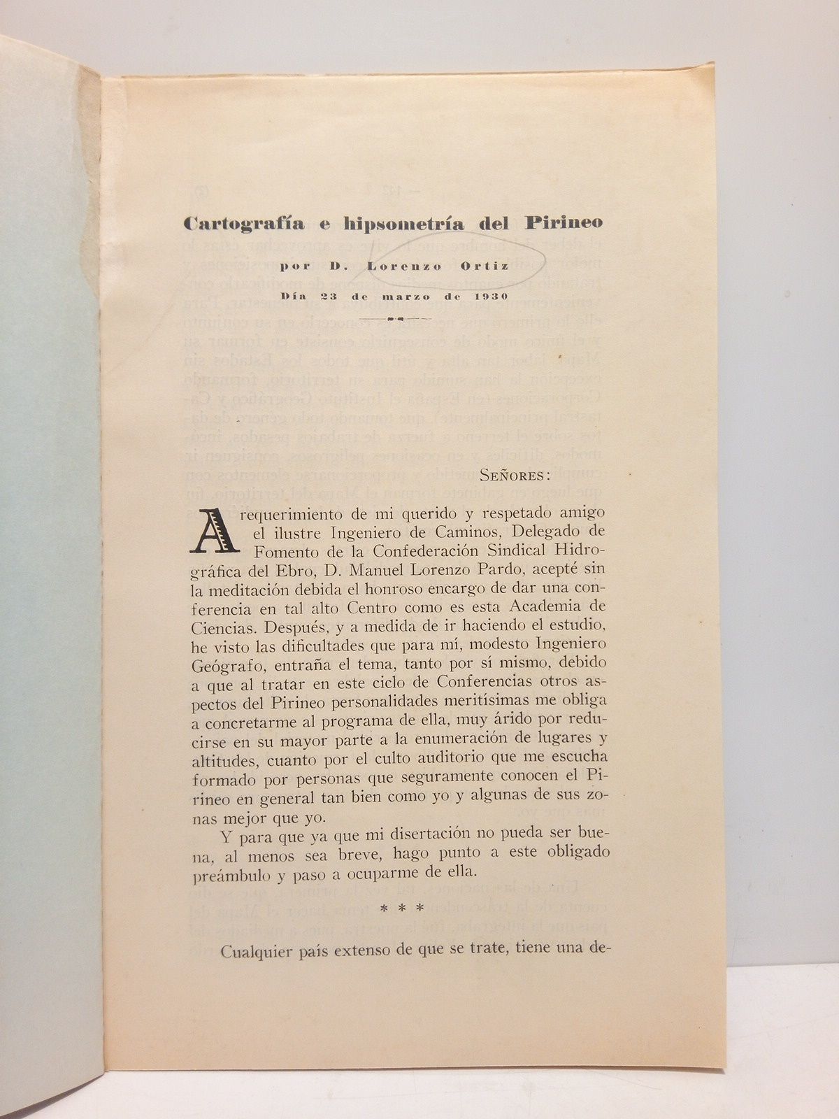 ORTIZ, Lorenzo - Cartografa e hipsometra del Pirineo