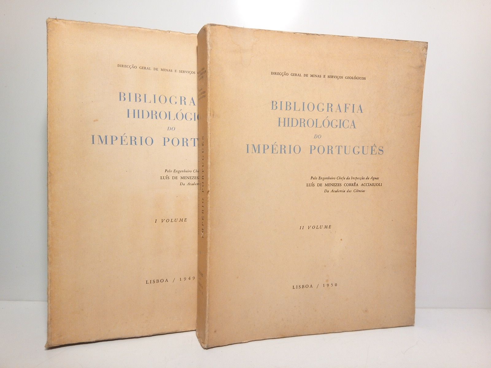 MENEZES CORREA ACCIAIUOLI, Luiz de - Bibliografa Hidrolgica do Imprio Portugus /  Pelo Engenheiro Chefe da Inspecao de Aguas....[2 VOLS.]