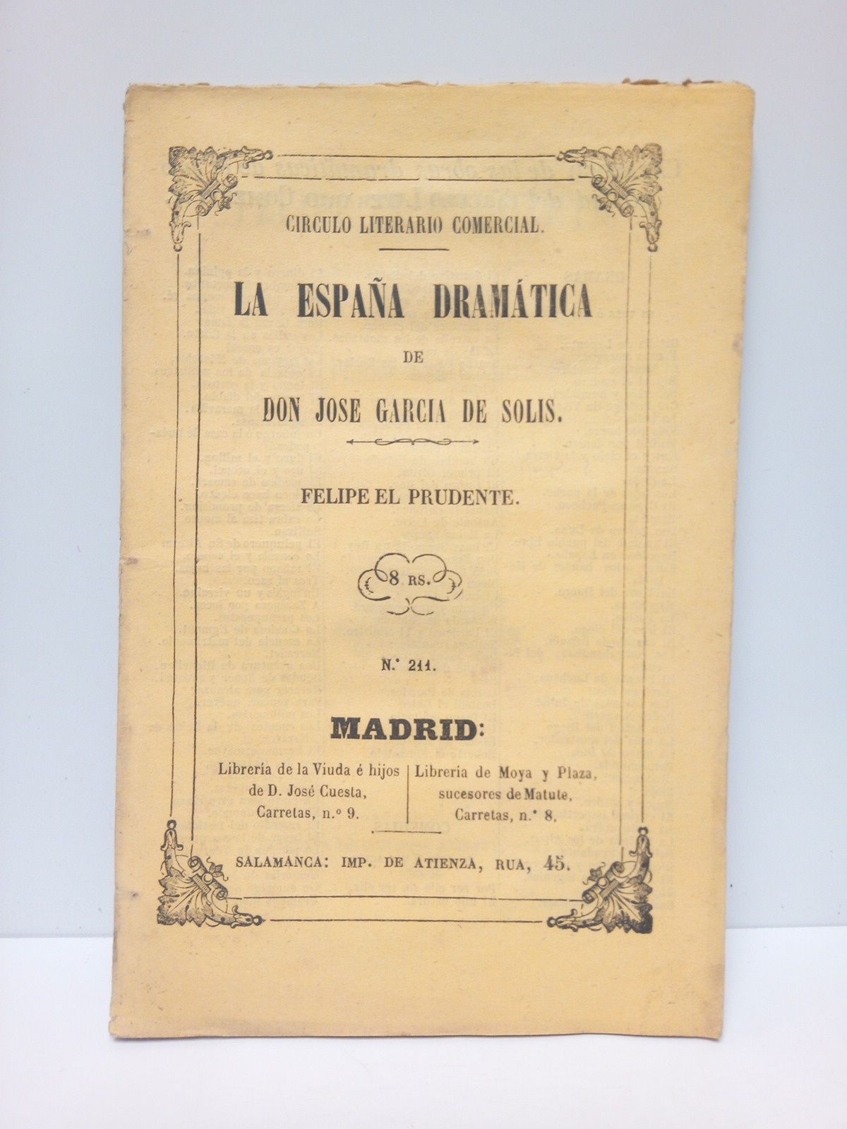 CALVO ASENSIO, Pedro - Felipe el Prudente. (Drama en cinco actos)