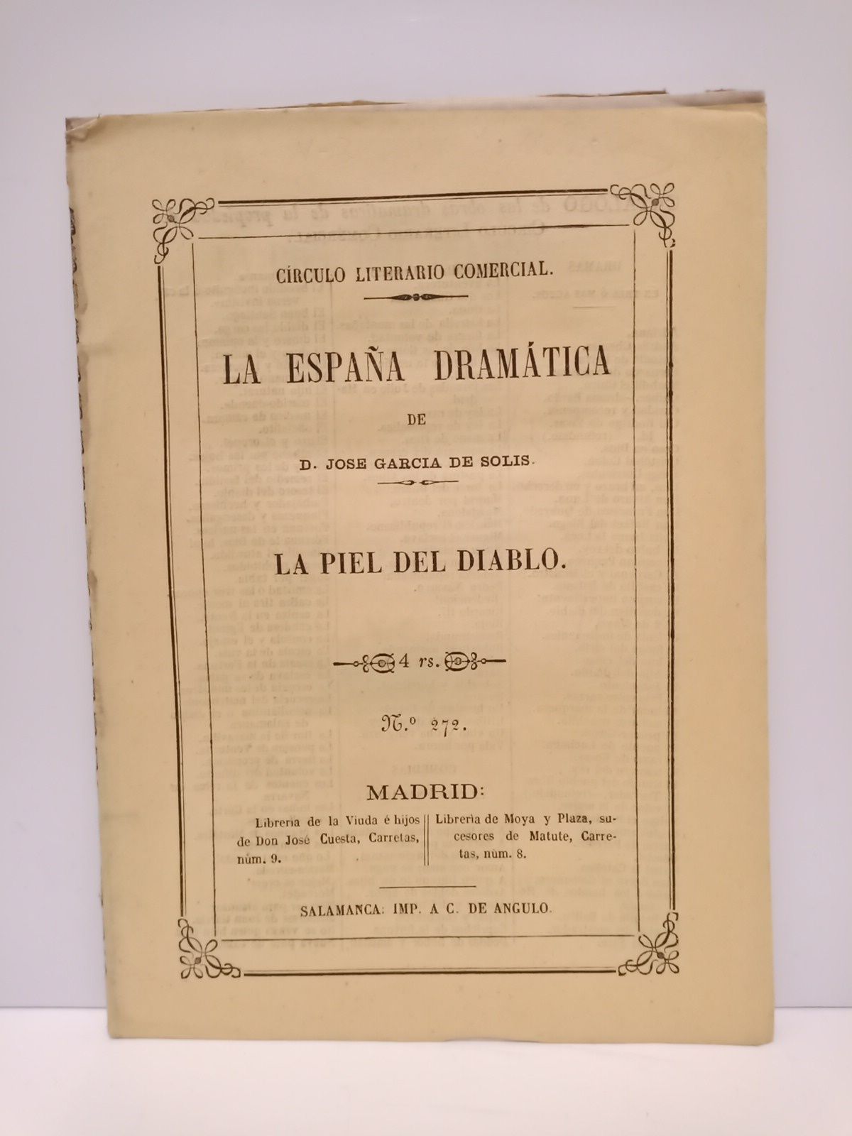 VALLADARES Y SAAVEDRA, Ramn de - La piel del Diablo. (Juguete cmico en un acto y en prosa)
