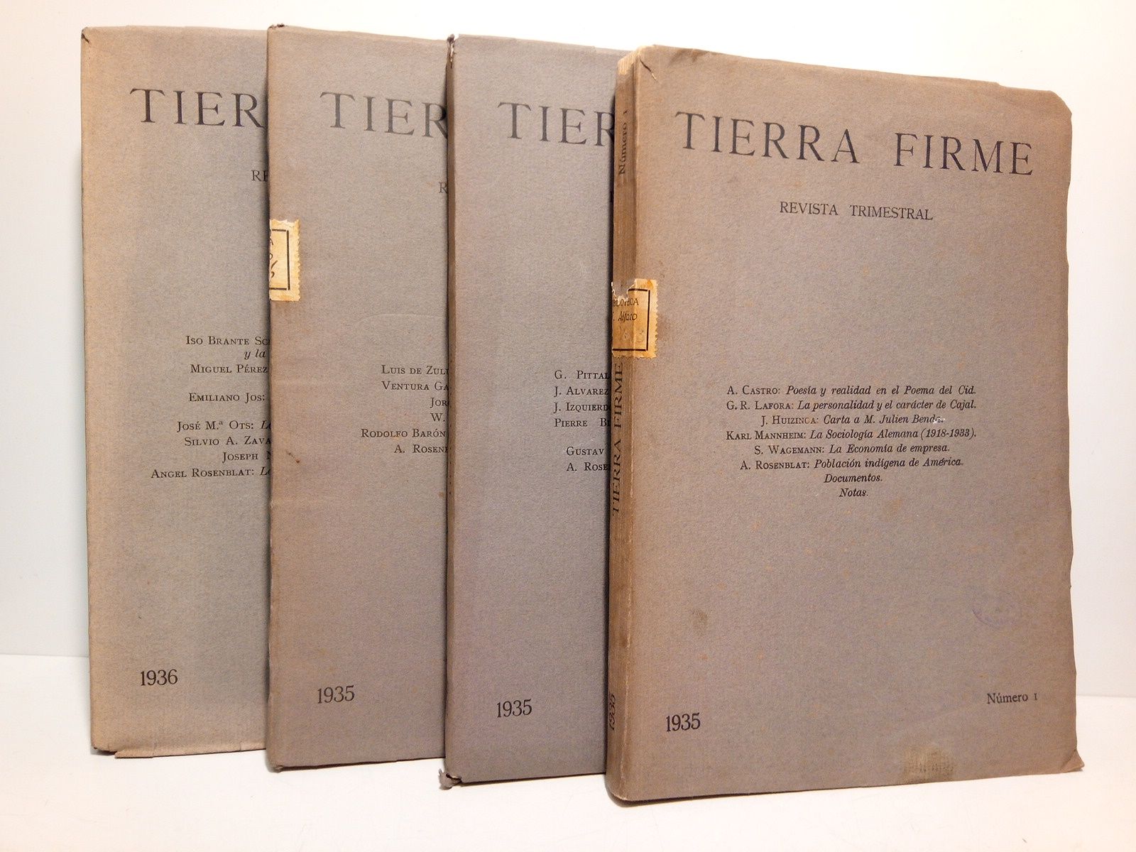 TIERRA FIRME. Revista Trimestral - Tierra Firme. Revista Trimestral. Ao I. (1935) Nos.: 1, 2 y 3. Ao II. (1936) N 1. (Director Enrique Dez-Canedo)