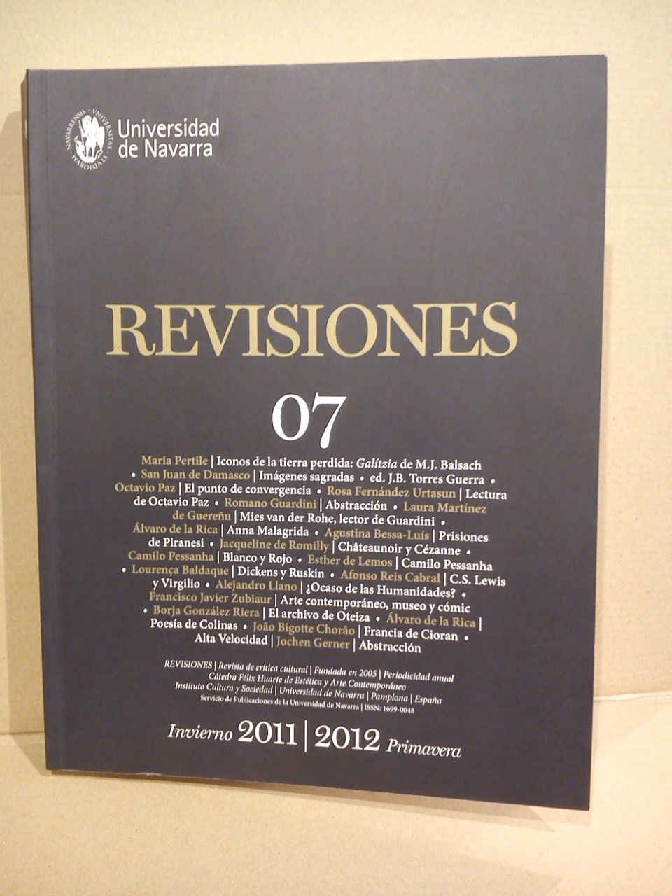 REVISIONES - Revisiones. Revista de crtica cultural. N 07.  Universidad de Navarra (Invierno de 2011 - Primavera de 2012), [periodicidad anual]