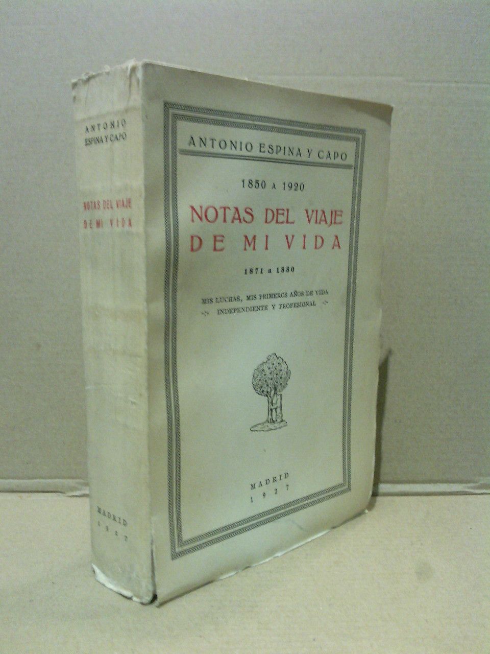 ESPINA Y CAPO, Antonio - 1850 a 1920: Notas del viaje de mi vida. [Tomo 3] 1871 a 1880: Mis luchas, mis primeros aos de vida independiente y profesional