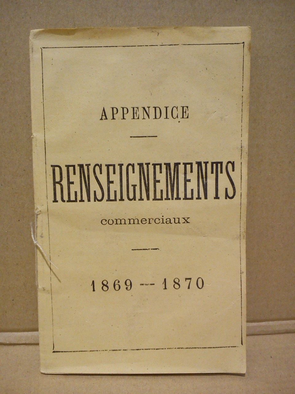 MAISON DE LA BELLE JARDINIRE - Renseignements commerciaux. 1869-1870