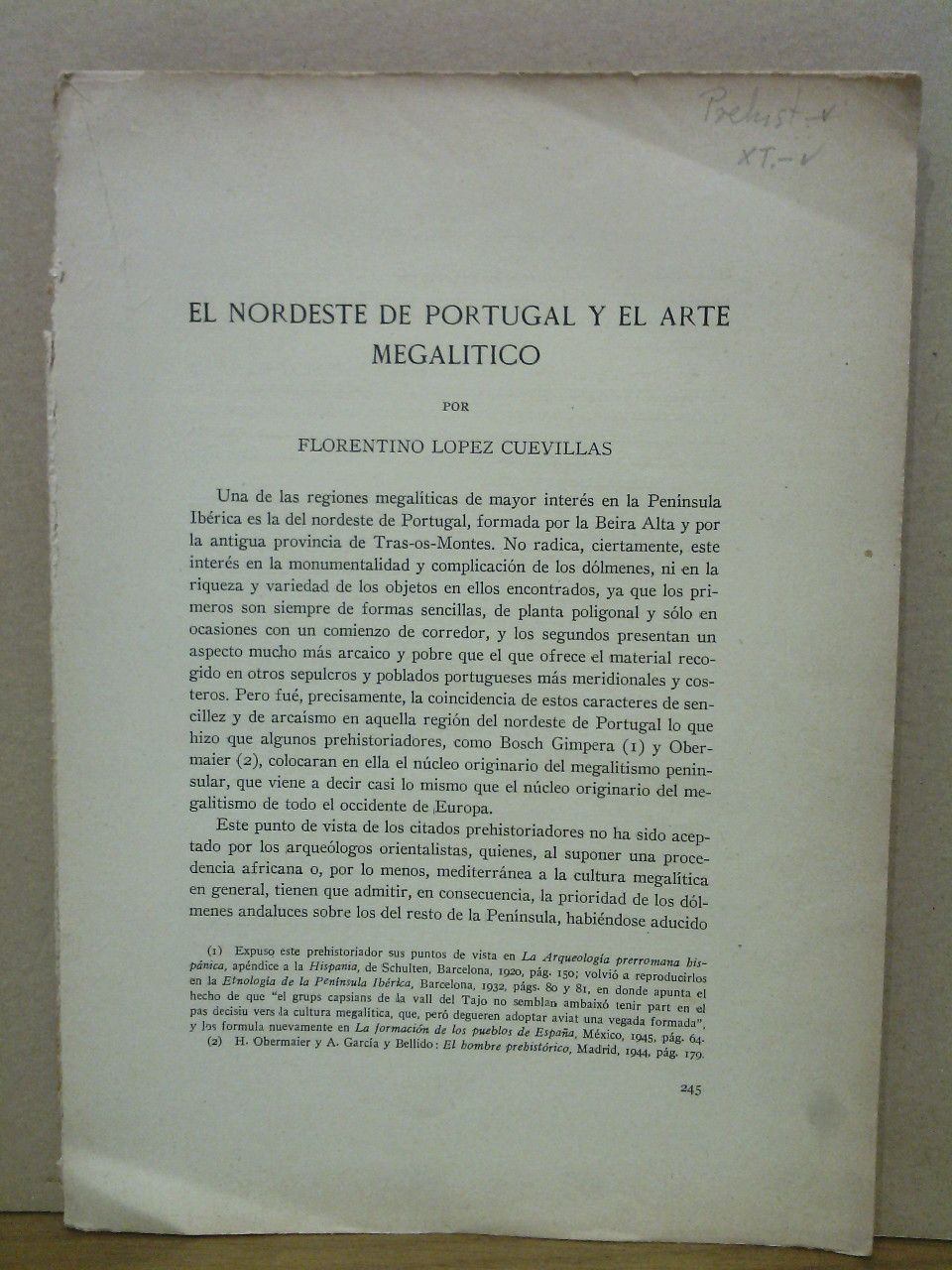 LOPEZ CUEVILLAS, Florentino - El nordeste de Portugal y el arte megaltico