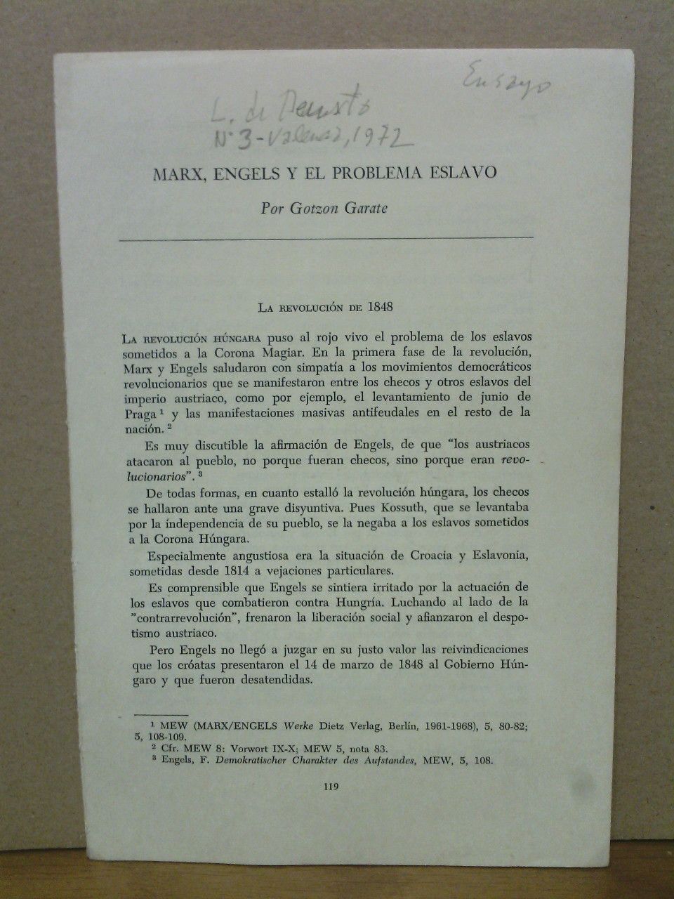 GARATE, Gotzon - Marx, Engels y el problema eslavo