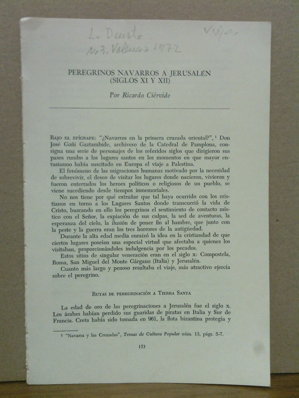 CIERVIDE, Ricardo - Peregrinos navarros a Jerusaln (siglo XI y XII)