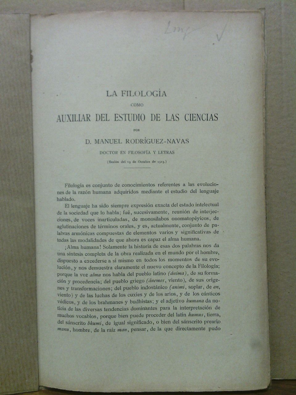 RODRIGUEZ-NAVAS, Manuel - La filologa como auxiliar del estudio de las ciencias
