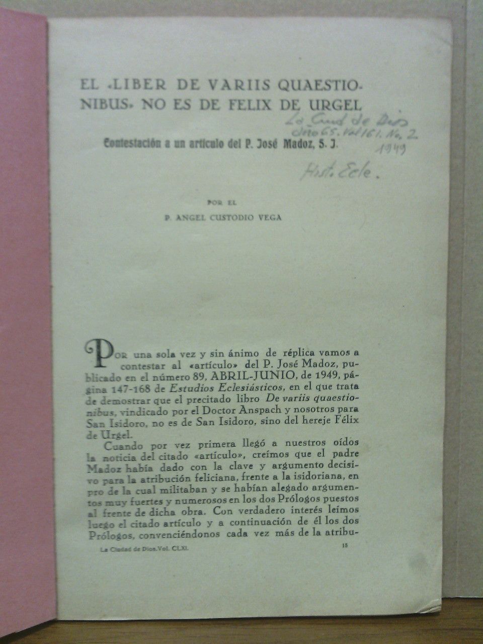 VEGA, P. Angel Custodio - El 