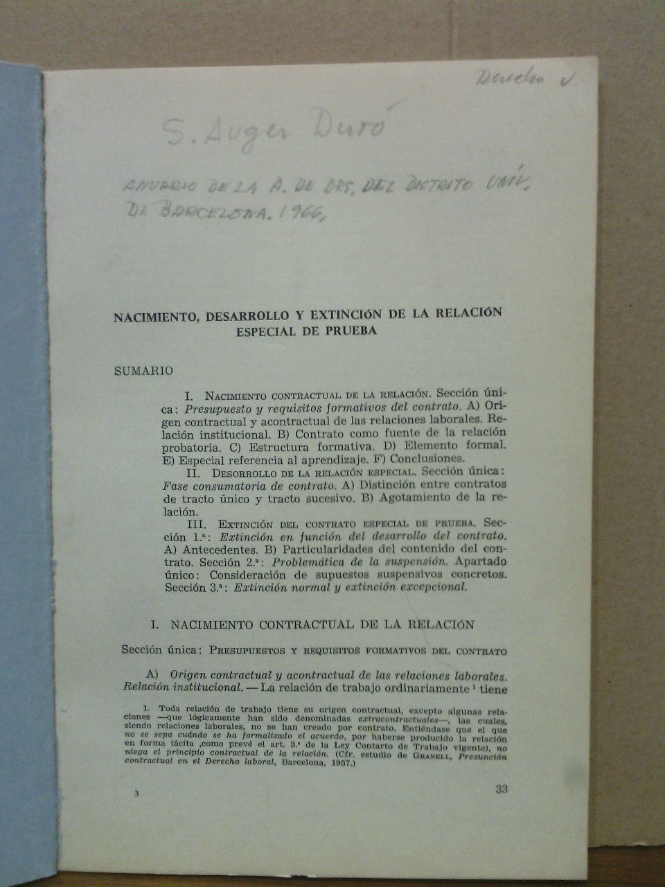 AUGER DURO, Sebastian - Nacimiento, desarrollo y extincin de la relacin especial de prueba