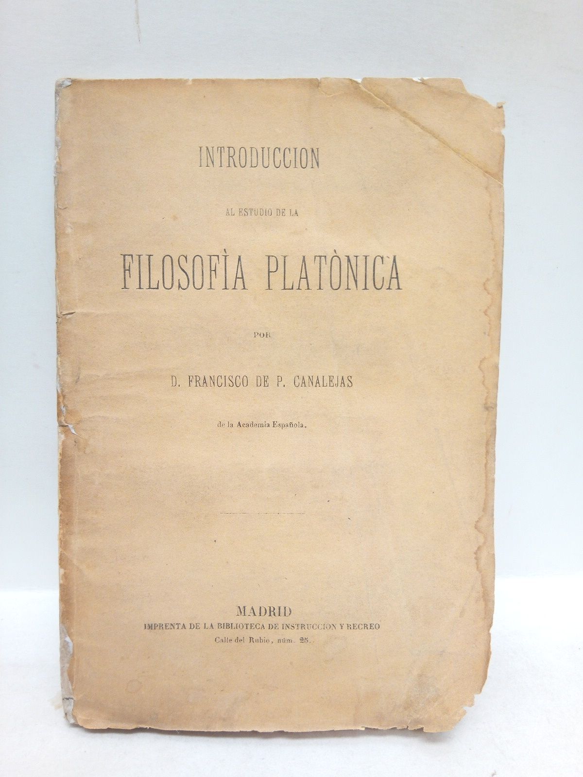 CANALEJAS, Francisco de P. - Introduccin al estudio de la filosofa platnica