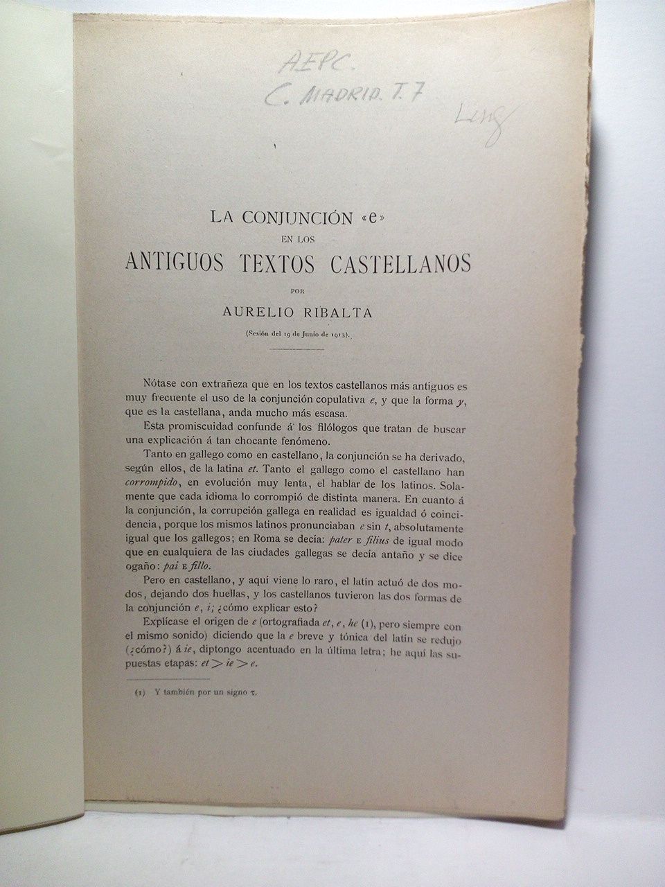 RIBALTA, Aurelio - La conjuncin 