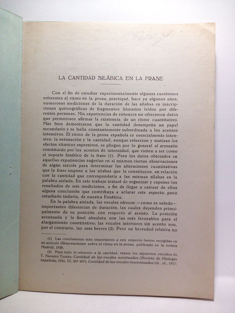 GILI GAYA, Samuel - La cantidad silbica en la frase