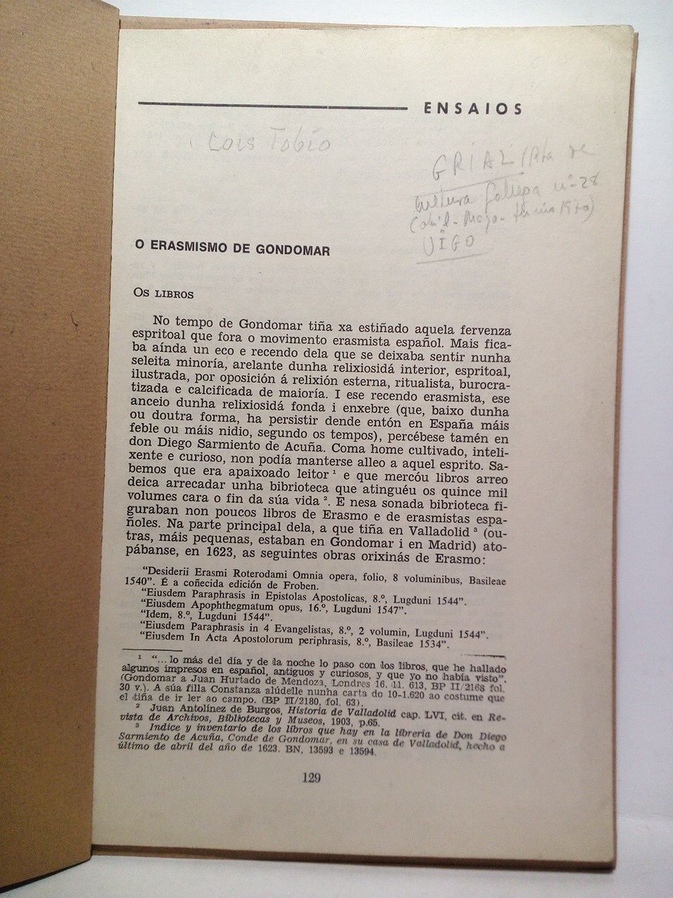 TOBIO, Lois - O erasmismo de Gondomar
