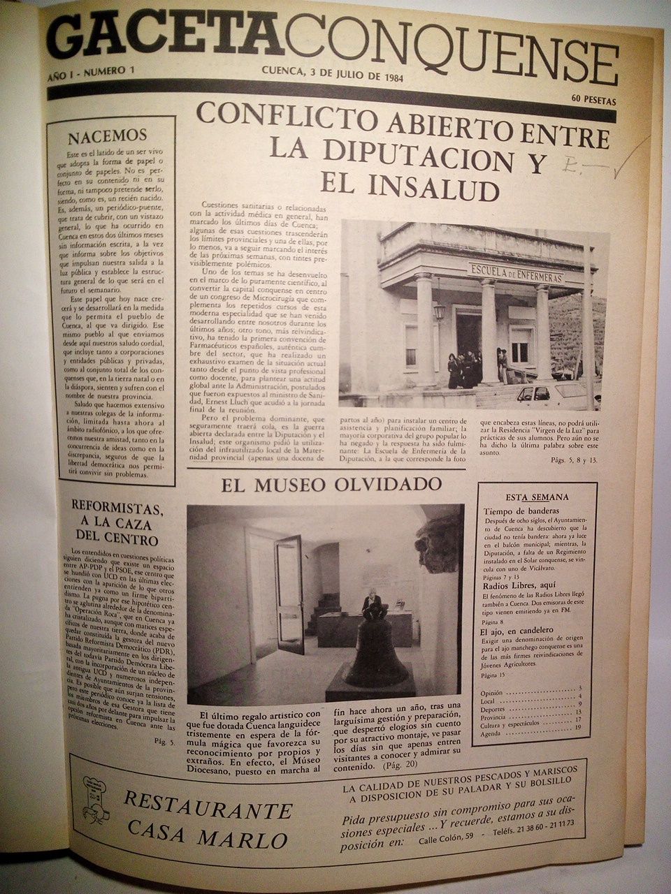 GACETA CONQUENSE - Gaceta Conquense: Ao I. N 1 (3 de Julio de 1984) a Ao I. N 26 (25 al 31 de Diciembre de 1984)