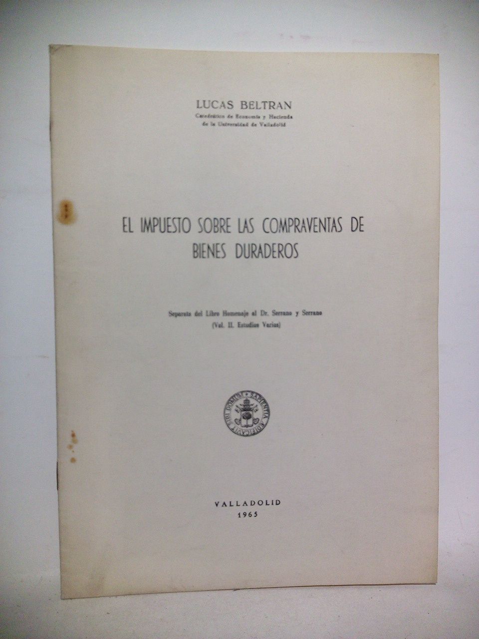 BELTRAN, Lucas - El impuesto sobre las compraventas de bienes duraderos