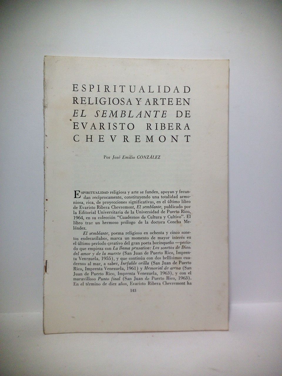 GONZALEZ, Jos Emilio - Espiritualidad religiosa y arte en el semblante de Evaristo Ribera Chevremont