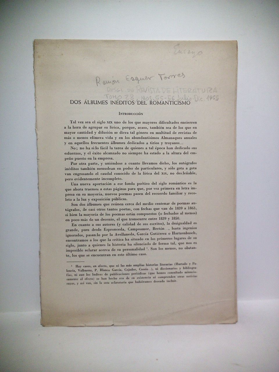 ESQUER TORRES, Ramn - Dos lbumes inditos del romanticismo