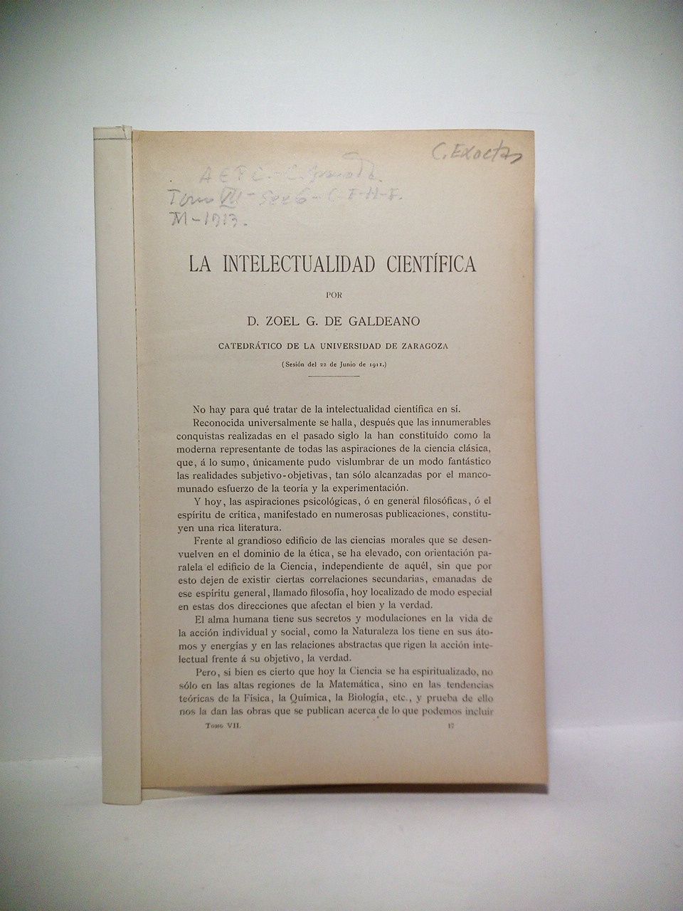GALDEANO, Zoel G. de - La intelectualidad cientfica