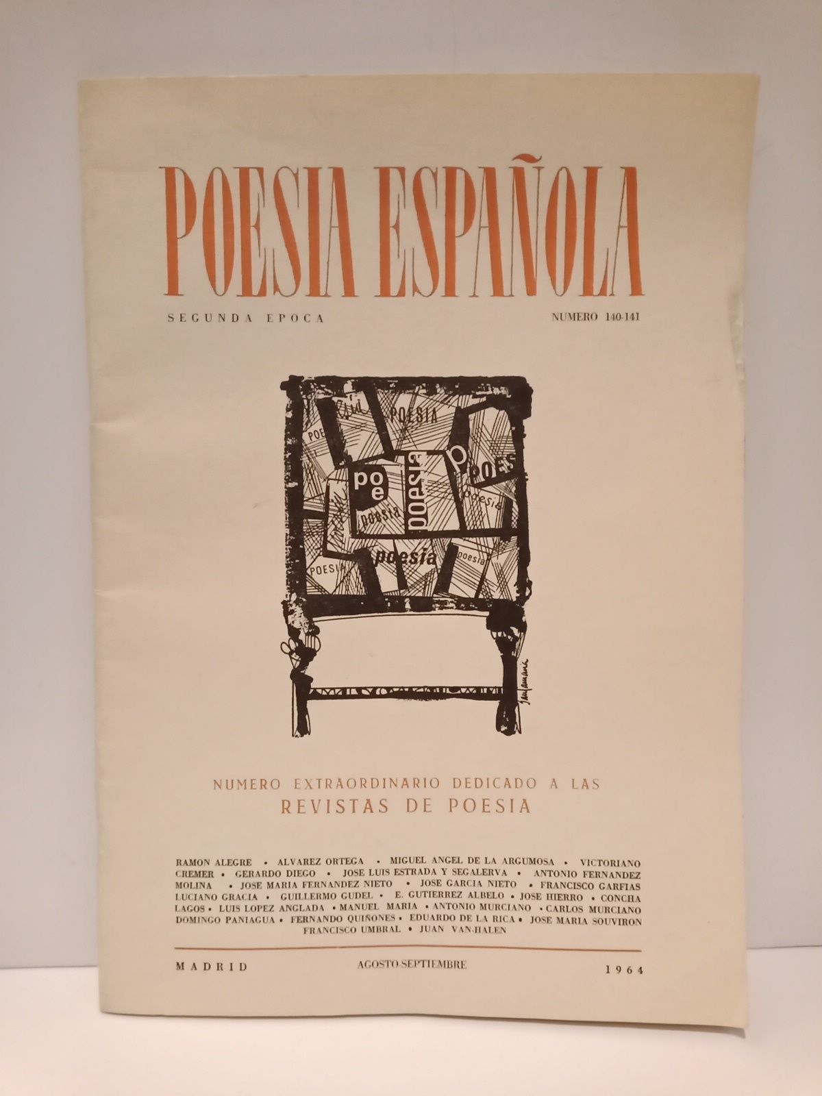 POESIA ESPAOLA - Poesa Espaola, Segunda poca, Nmero 140-141 (Agosto-Septiembre 1964). Nmero extraordinario dedicado a las revistas de poesa /  Dibujo de portada de Santamara