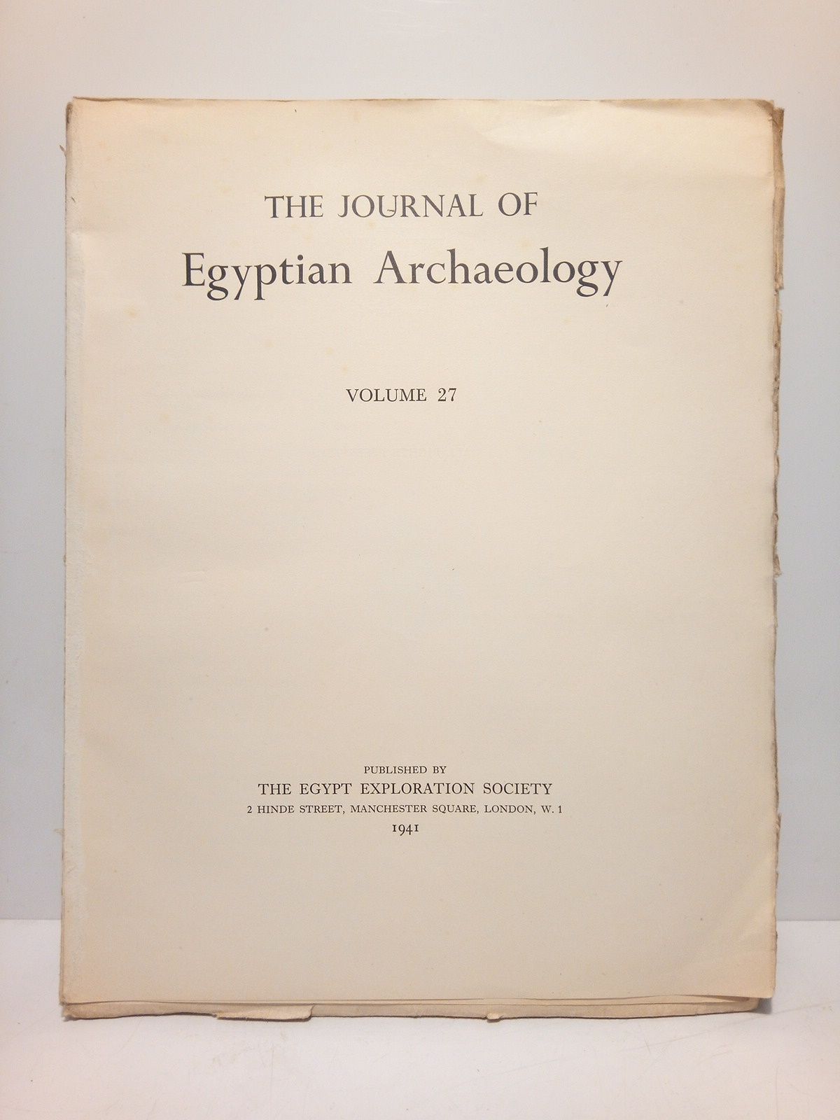 THE JOURNAL OF EGYPTIAN ARCHAEOLOGY [VARIOS] - The Journal of Egyptian Archaeology. Vol. 27
