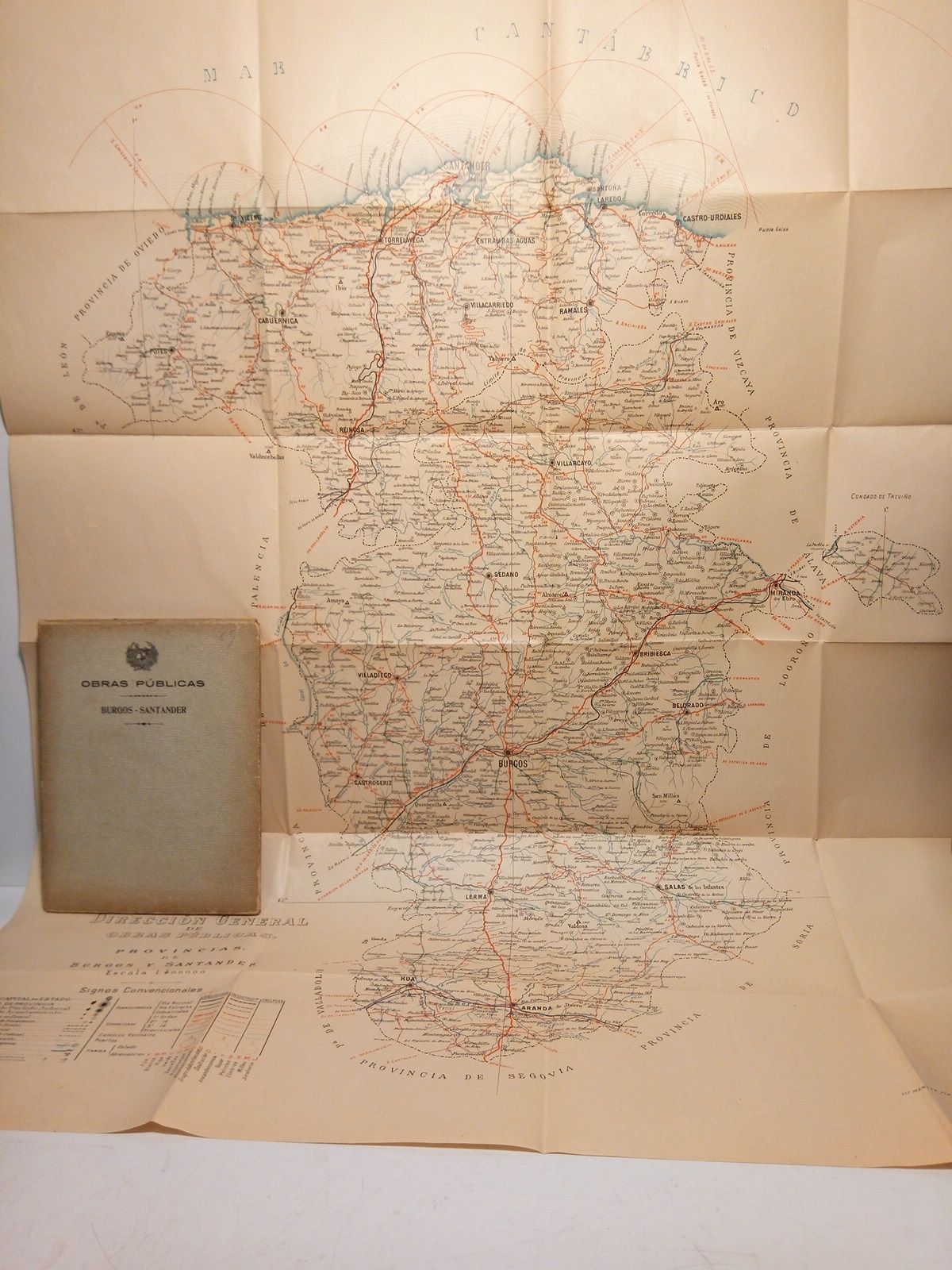 DIRECCION GENERAL DE OBRAS PUBLICAS - Provincias de Burgos y Sandander [Mapa escala 1:400.000]