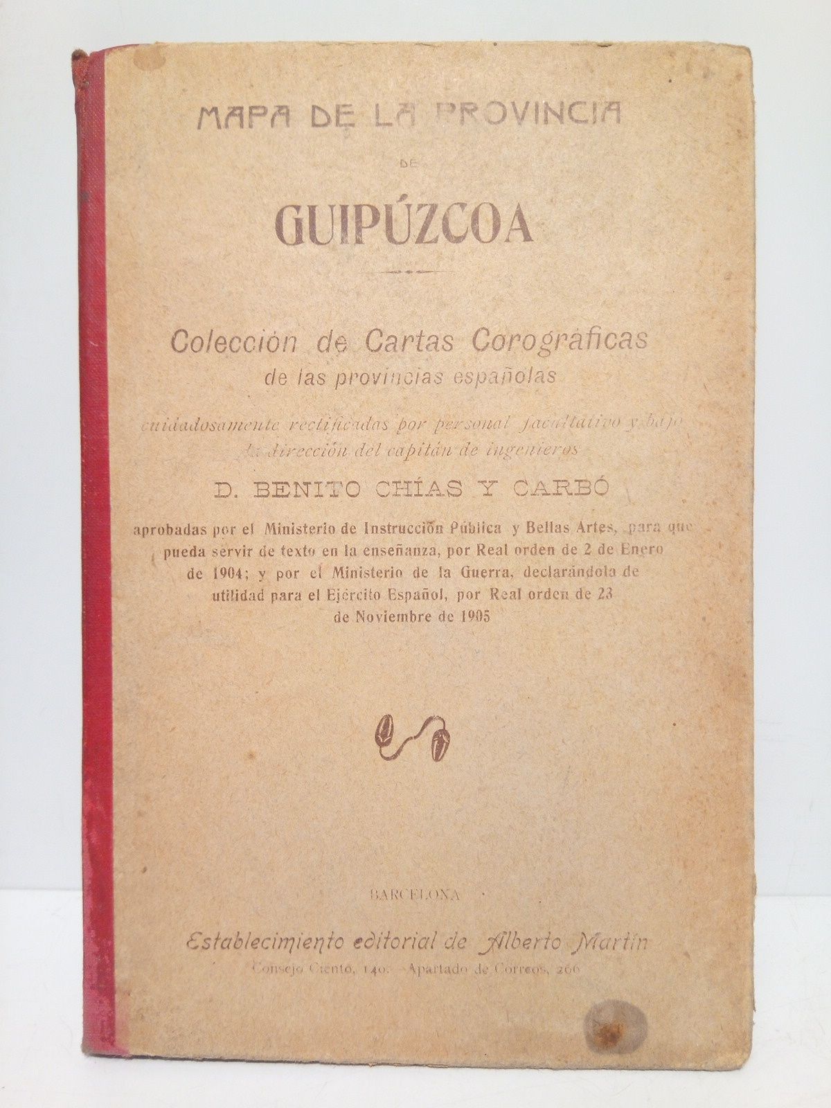 CHIAS Y CARBO, Benito (Capitan de Ingenieros, dirige) - Mapa de la provincia de Guipzcoa en colores /  Con la firma inpresa en su esquina inferior derecha de Benito Chias [Capitan de Ingenieros que dirigi y supervis el mapa]; F. Galcern lo Grab