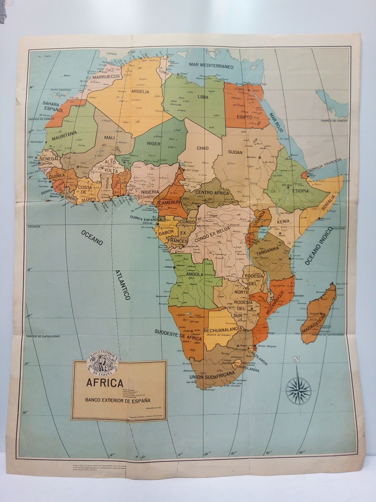 BANCO EXTERIOR DE ESPAA - Africa /  Mapa realizado especialmente para el libro 