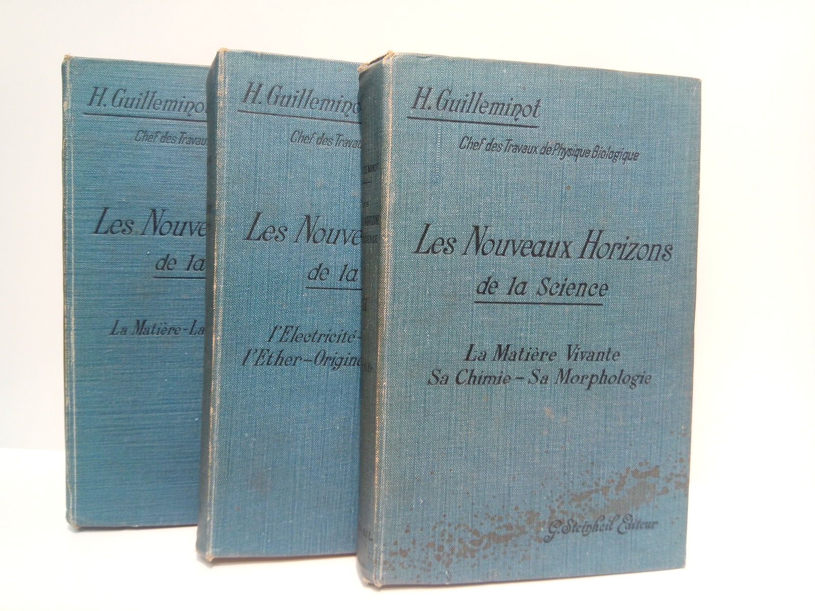 GUILLEMINOT, H. - Les nouveaux horizons de la science: 1.  La matire, la molcule, l'atome.  2. L'lectricit, les radiations, l'ther, origine et fin de la matire.  3. La matire vivante, sa chimie, sa morphologie